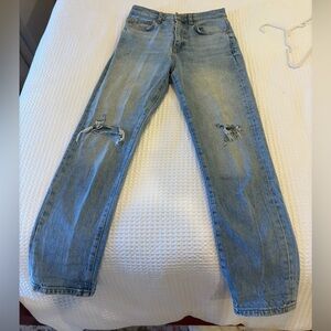 Women’s Light Blue Zara Distressed Jeans - Straight Leg
